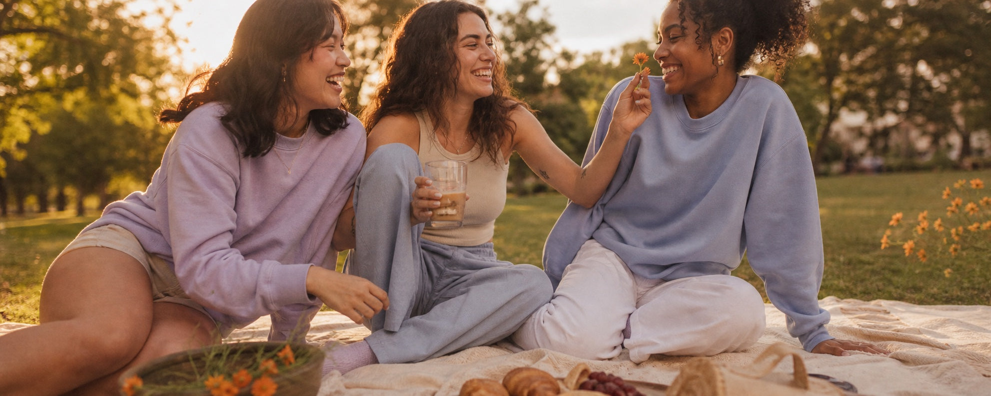 Friends sharing a relaxed afternoon outdoors